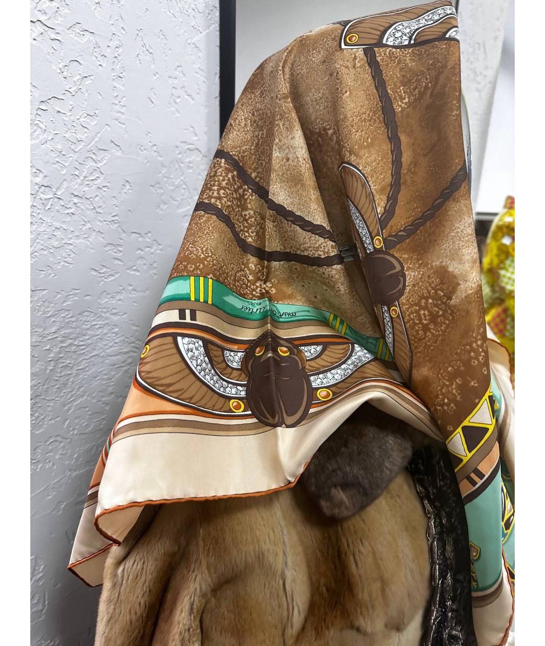 CARTIER Горчичный шелковый платок, фото 5