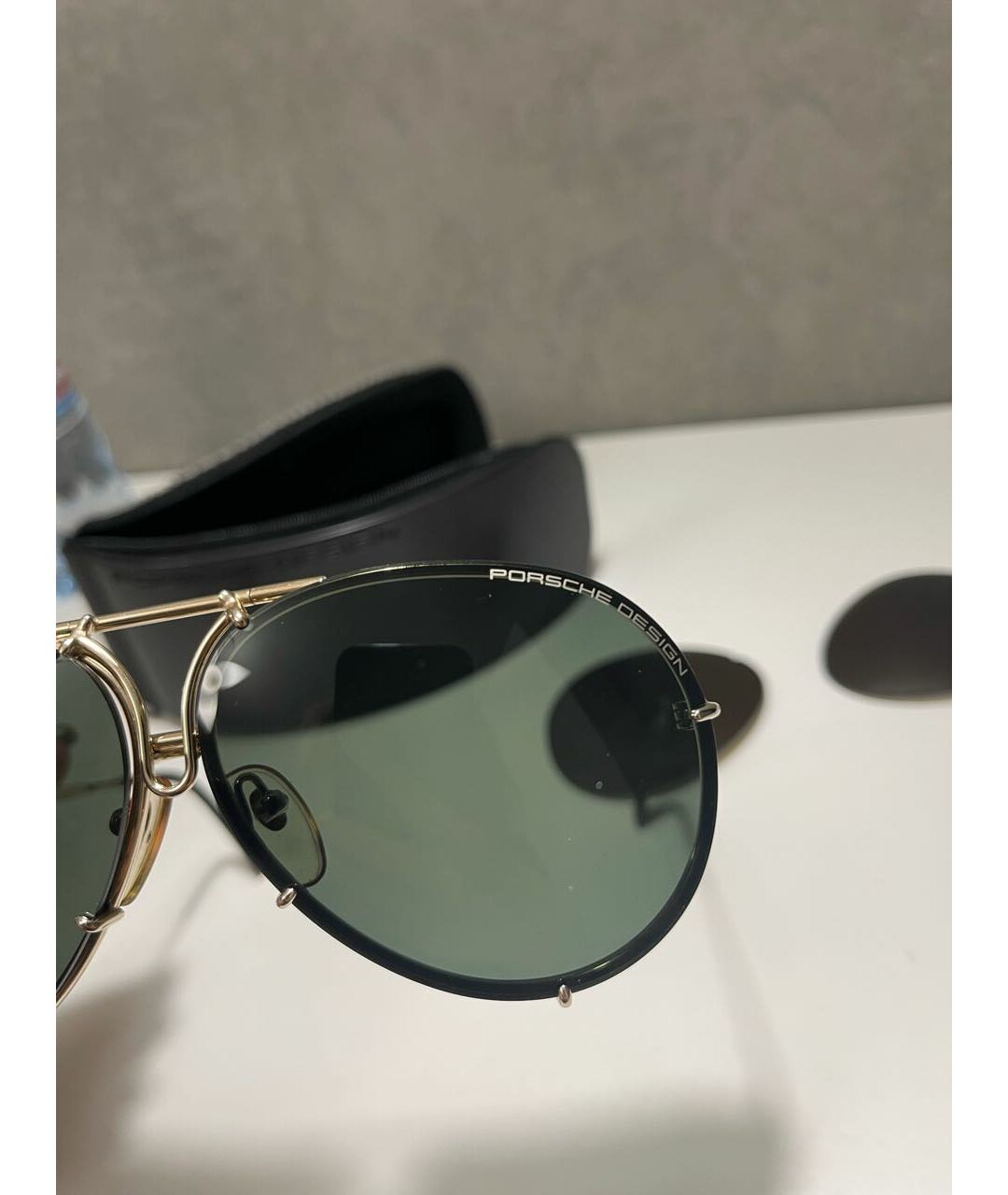 PORSCHE DESIGN Золотые металлические солнцезащитные очки, фото 2