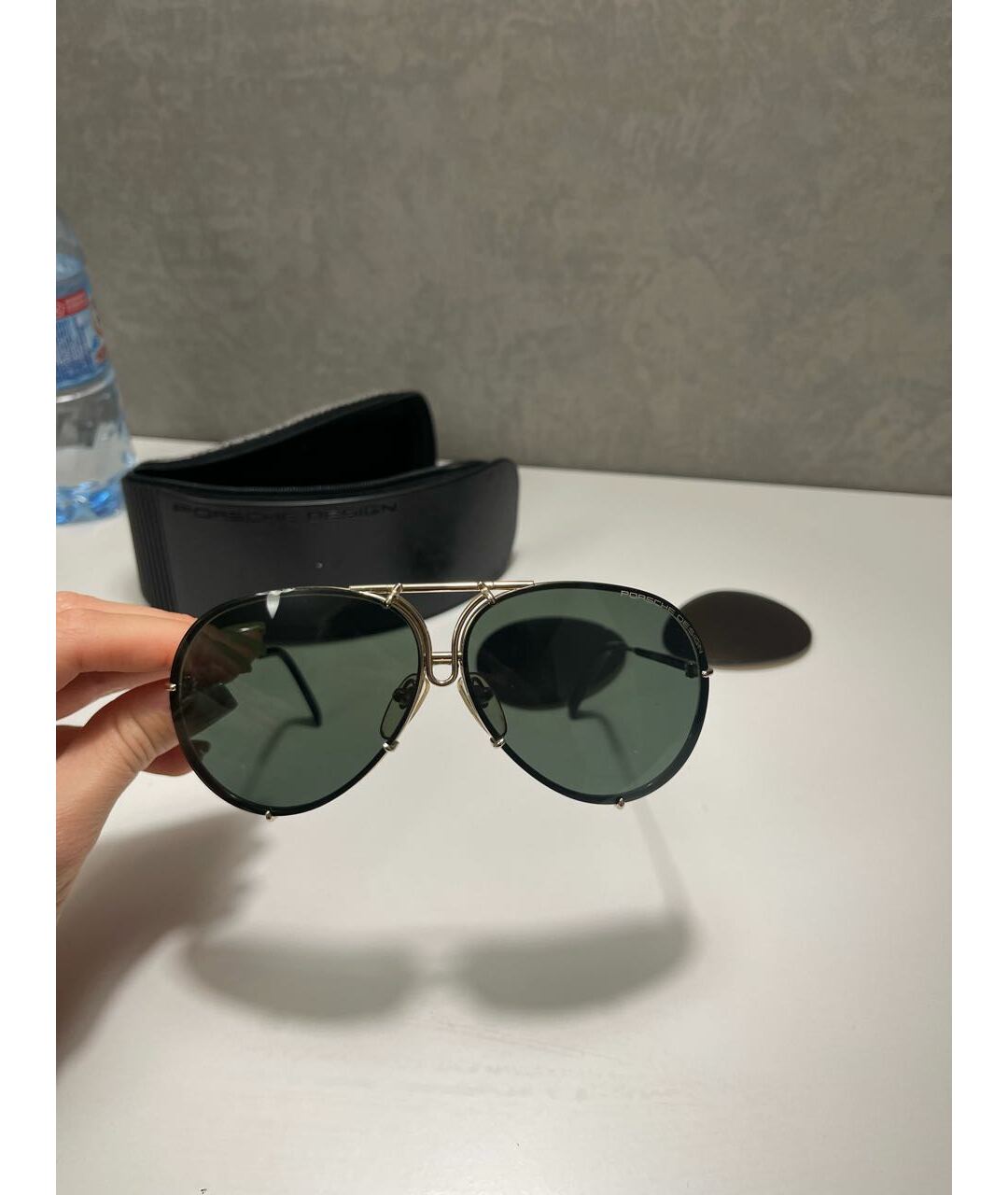 PORSCHE DESIGN Золотые металлические солнцезащитные очки, фото 8