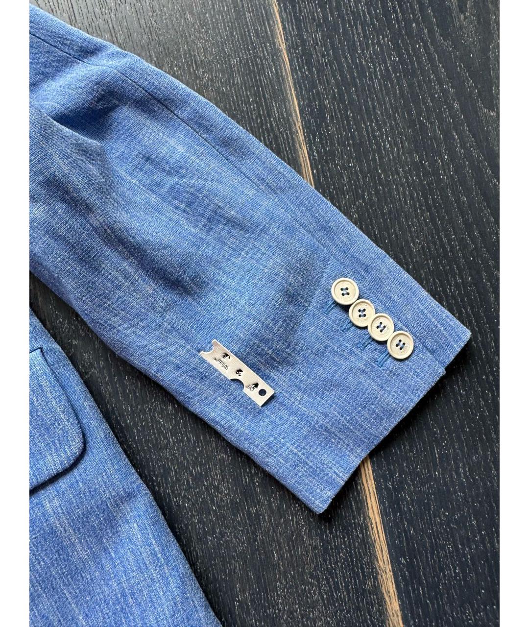 OFF-WHITE Голубой льняной жакет/пиджак, фото 7