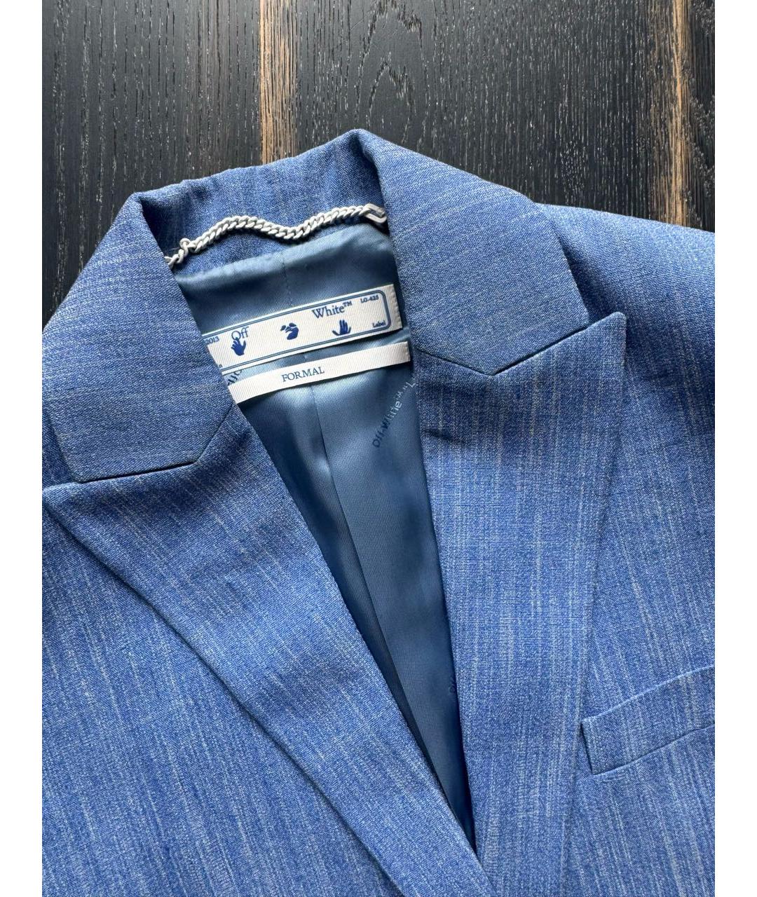 OFF-WHITE Голубой льняной жакет/пиджак, фото 8