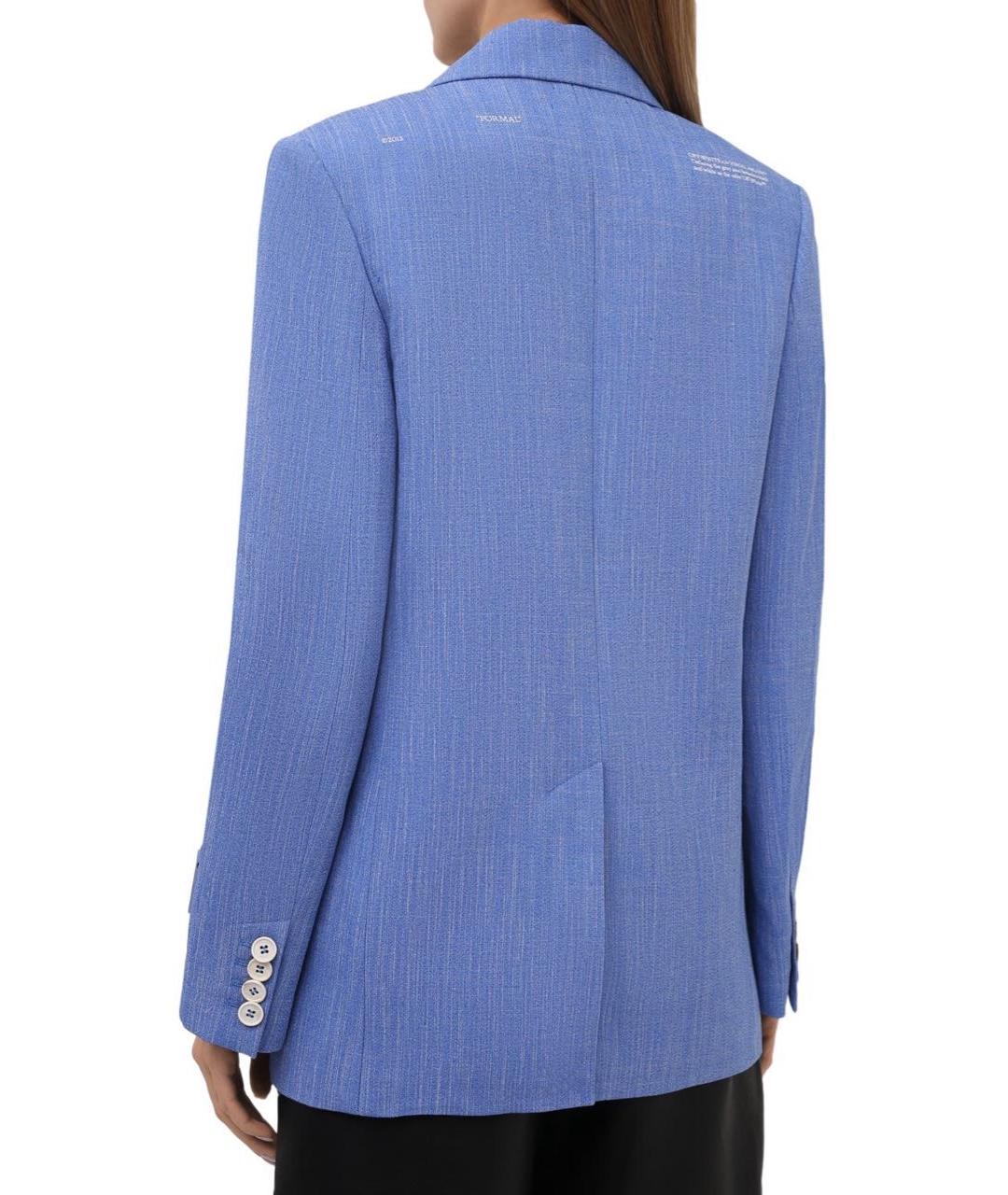 OFF-WHITE Голубой льняной жакет/пиджак, фото 3