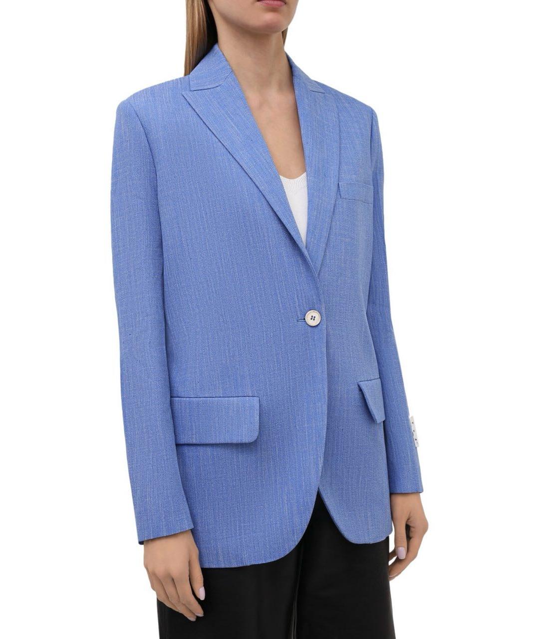 OFF-WHITE Голубой льняной жакет/пиджак, фото 2