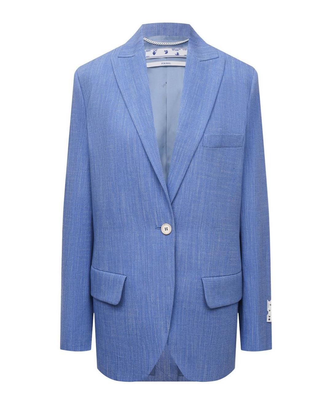 OFF-WHITE Голубой льняной жакет/пиджак, фото 1