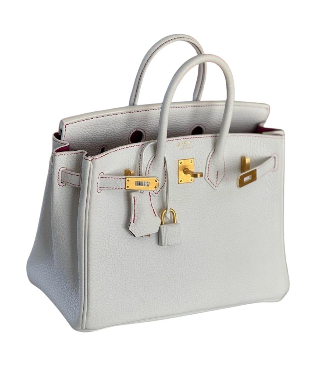 HERMES Белая кожаная сумка с короткими ручками, фото 1