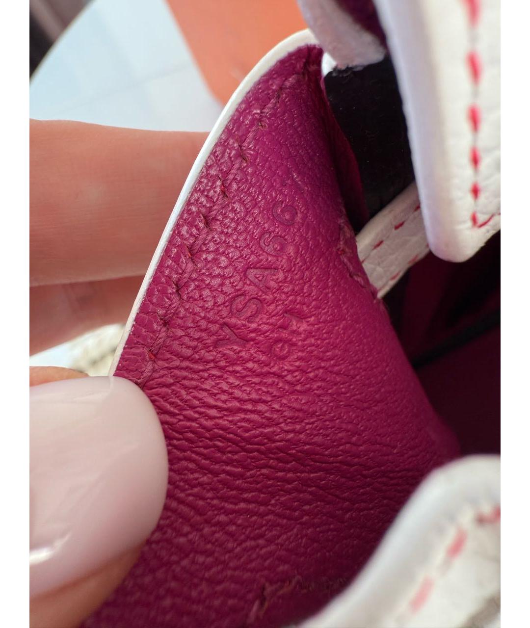 HERMES Белая кожаная сумка с короткими ручками, фото 6