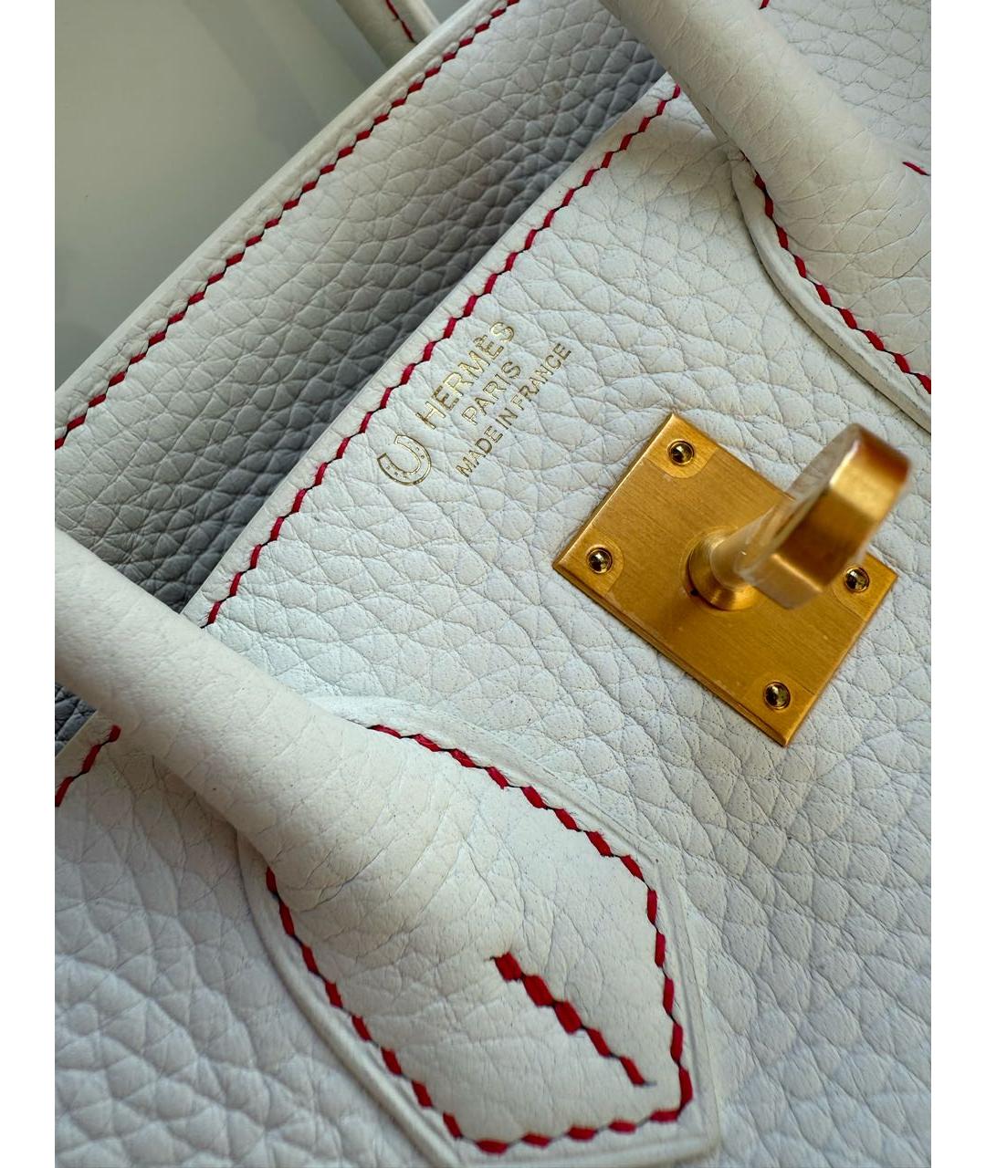 HERMES Белая кожаная сумка с короткими ручками, фото 7