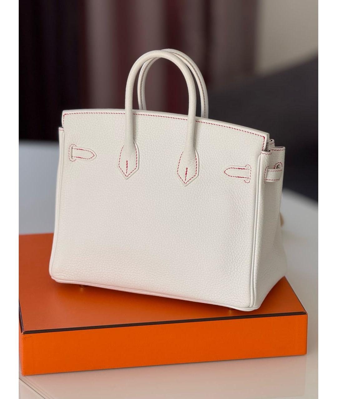 HERMES Белая кожаная сумка с короткими ручками, фото 2