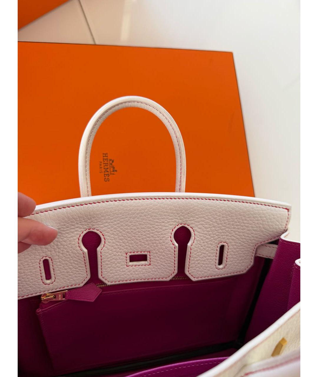 HERMES Белая кожаная сумка с короткими ручками, фото 8