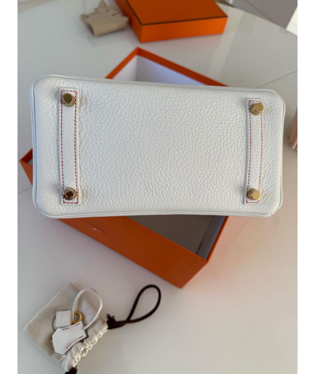 HERMES Белая кожаная сумка с короткими ручками, фото 4