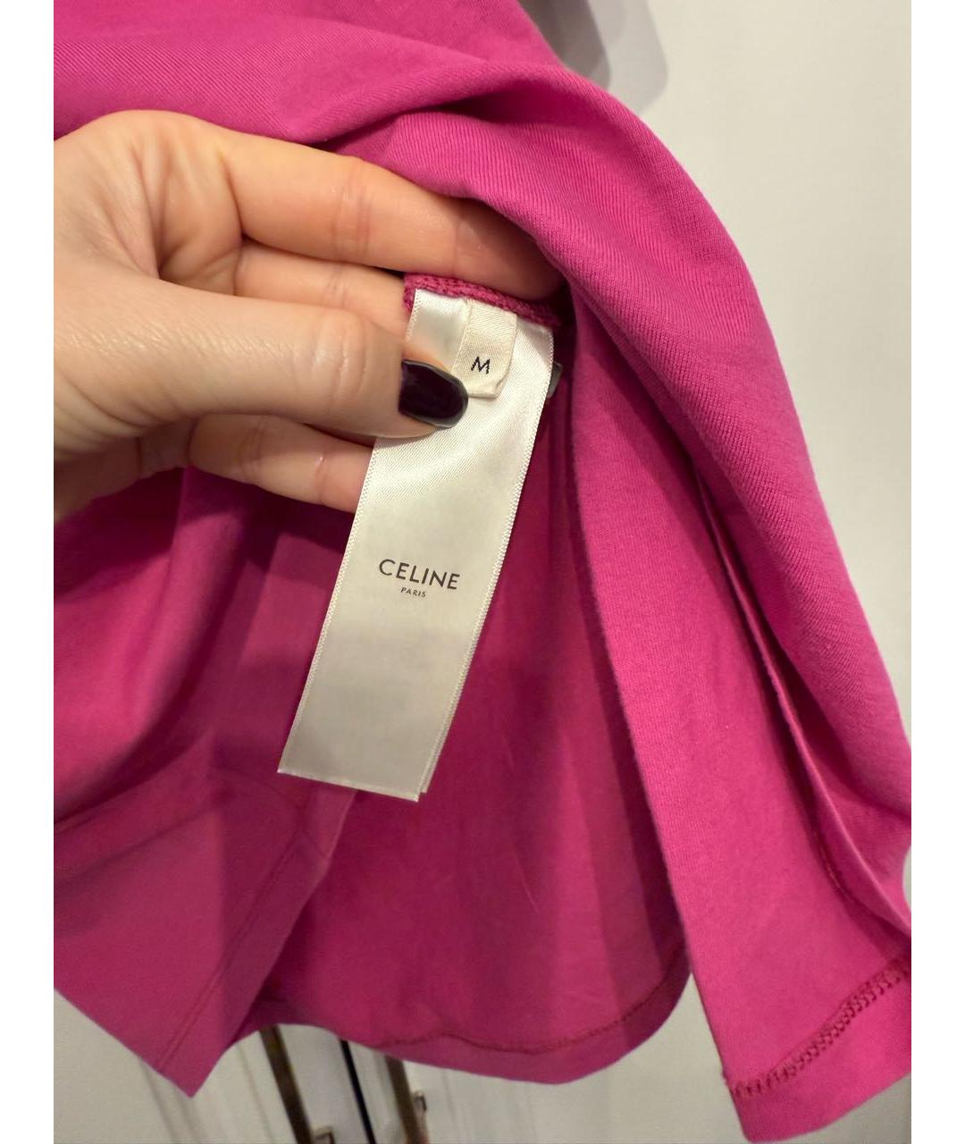 CELINE Розовая хлопковая футболка, фото 2