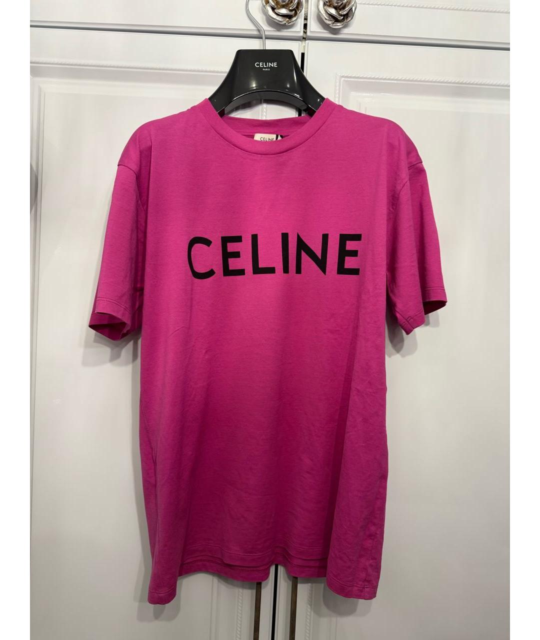 CELINE Розовая хлопковая футболка, фото 4