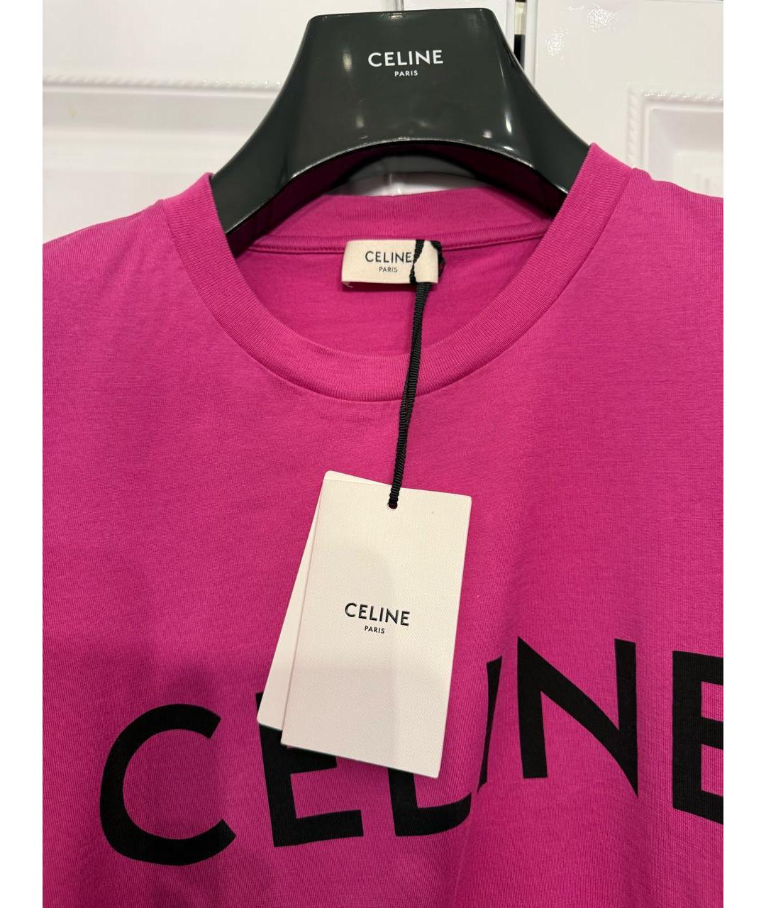 CELINE Розовая хлопковая футболка, фото 3