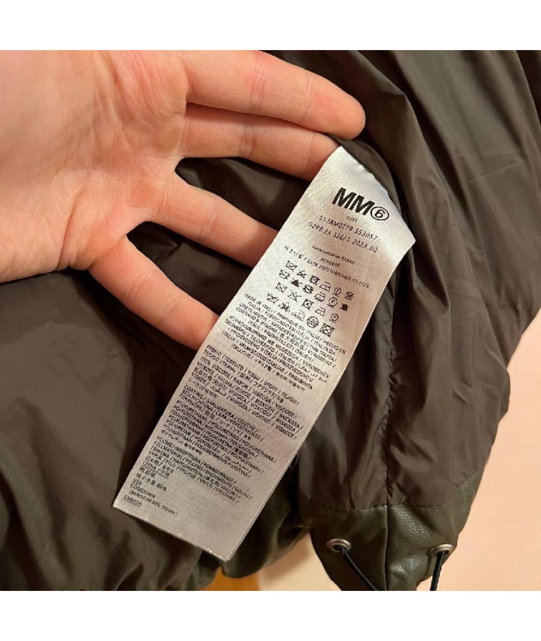 MM6 MAISON MARGIELA Хаки полиуретановый пуховик, фото 7