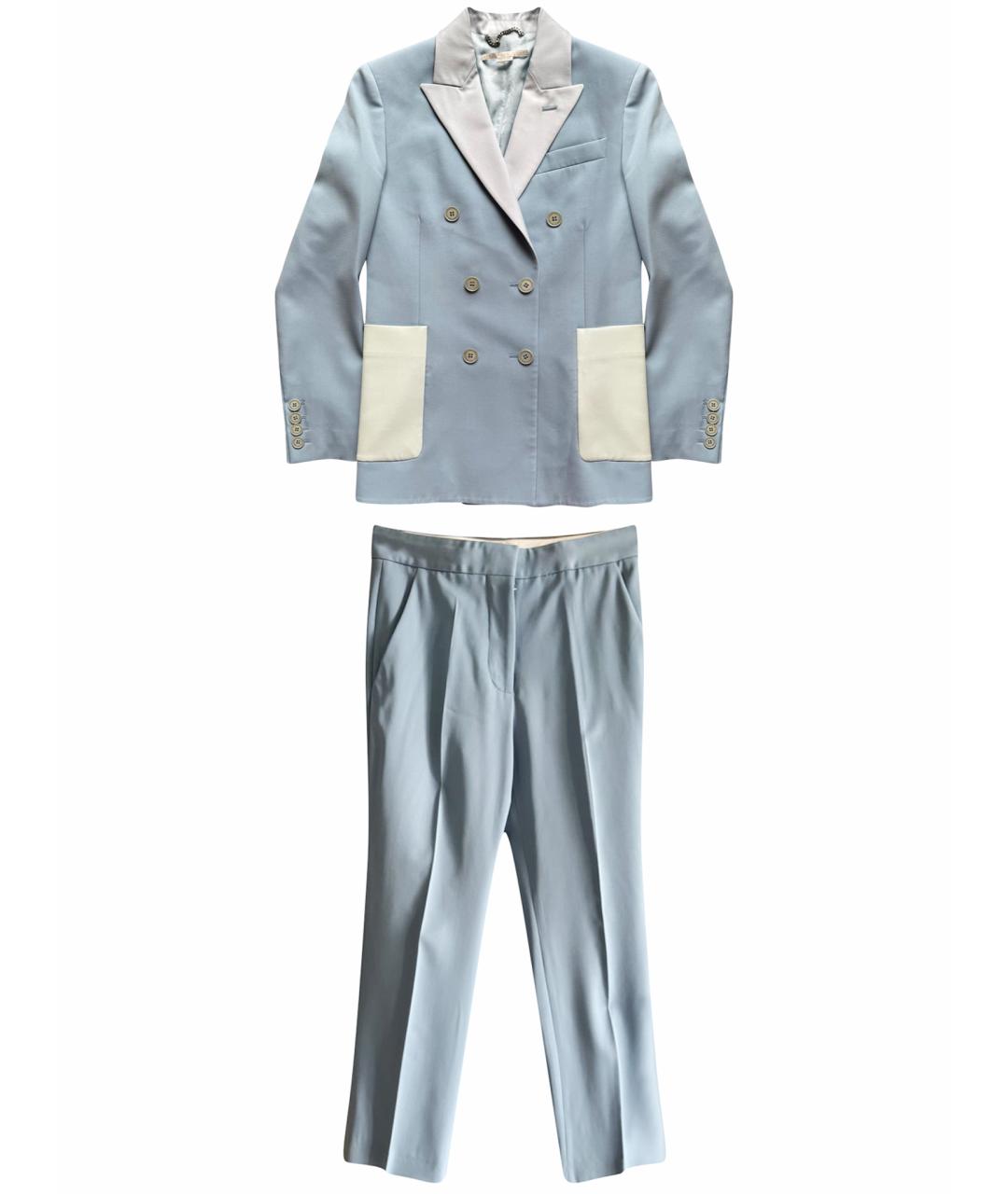 STELLA MCCARTNEY Голубой шерстяной костюм с брюками, фото 1