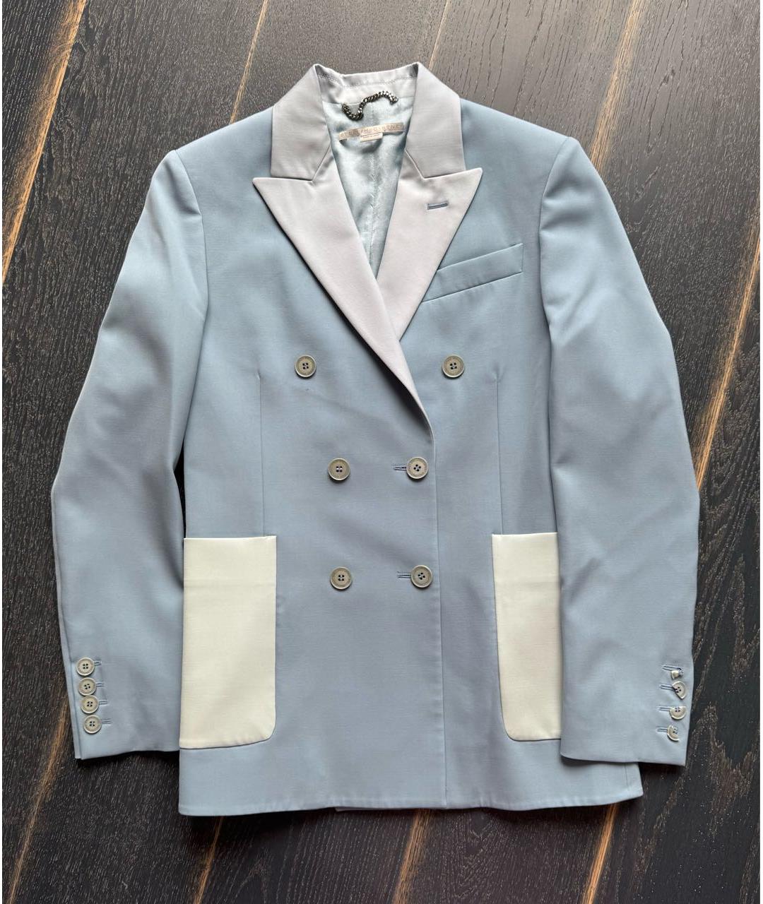 STELLA MCCARTNEY Голубой шерстяной костюм с брюками, фото 8