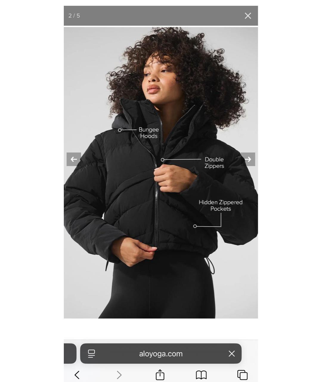 ALO YOGA Черный полиэстеровый пуховик, фото 3