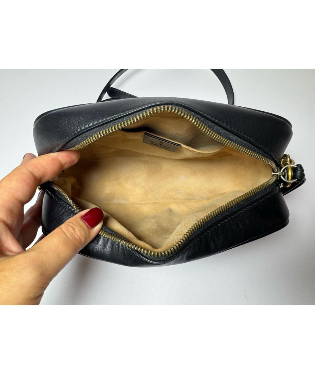 GUCCI Черная кожаная сумка через плечо, фото 4