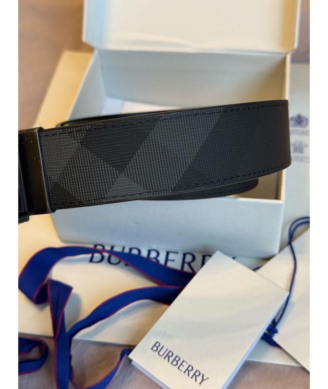 BURBERRY Черный кожаный ремень, фото 4