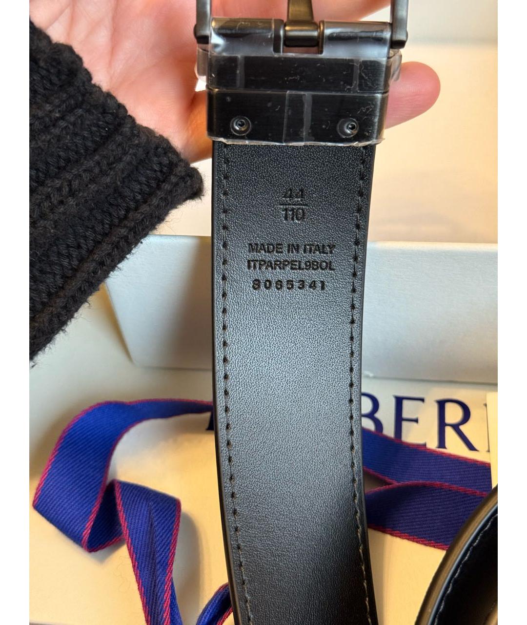 BURBERRY Черный кожаный ремень, фото 3