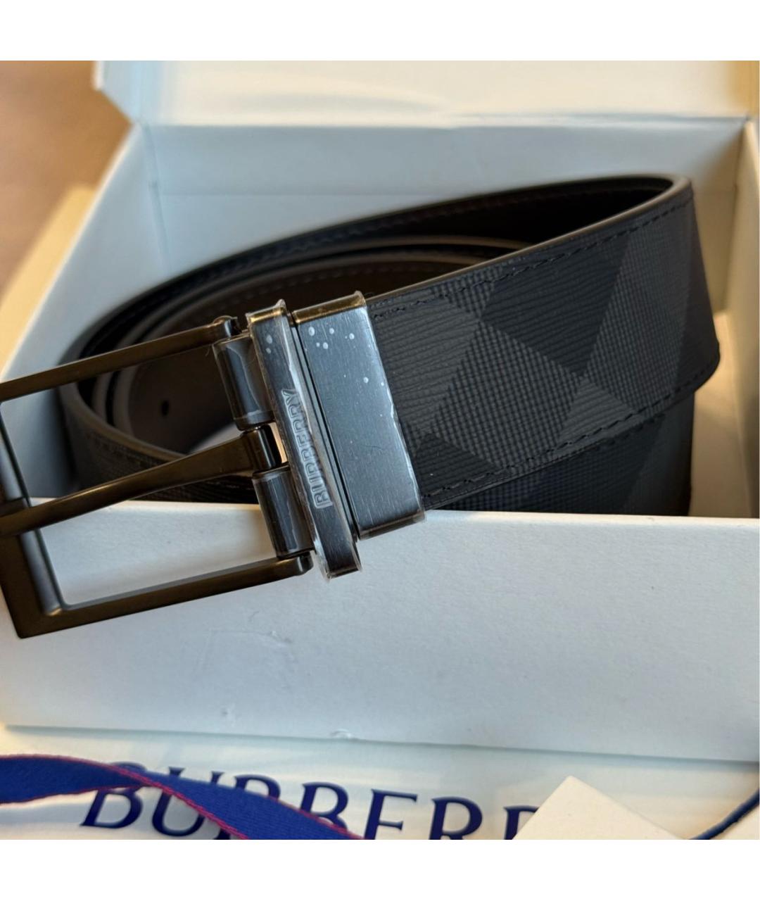 BURBERRY Черный кожаный ремень, фото 2