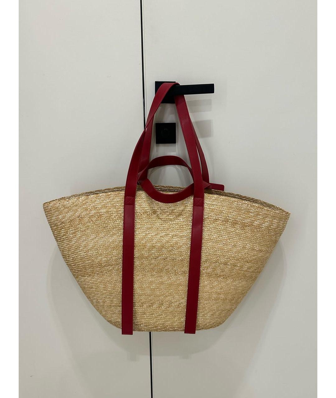 OFF-WHITE Желтая пелетеная пляжная сумка, фото 2