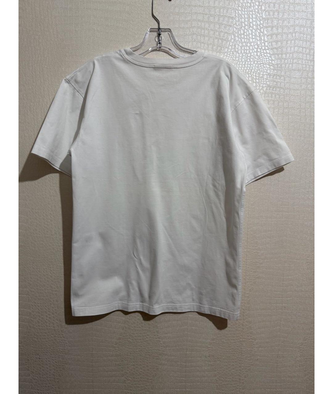 CELINE Белая хлопковая футболка, фото 2