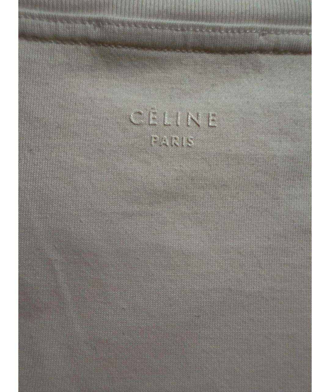 CELINE Белая хлопковая футболка, фото 3