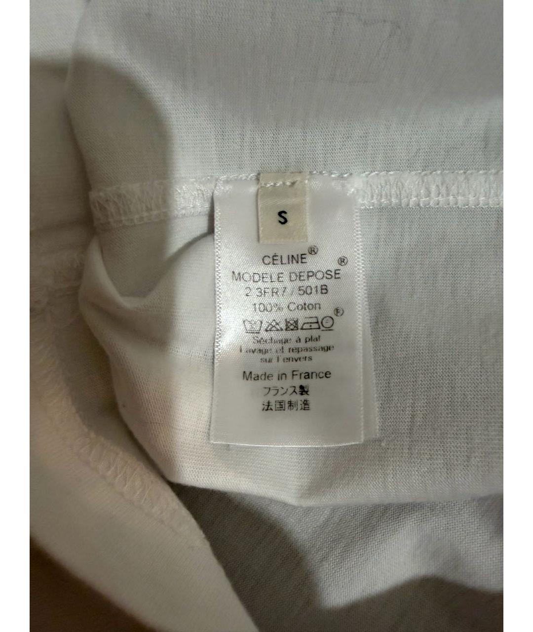 CELINE Белая хлопковая футболка, фото 4