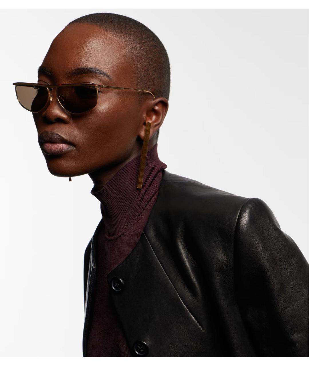 KHAITE Золотые металлические солнцезащитные очки, фото 5