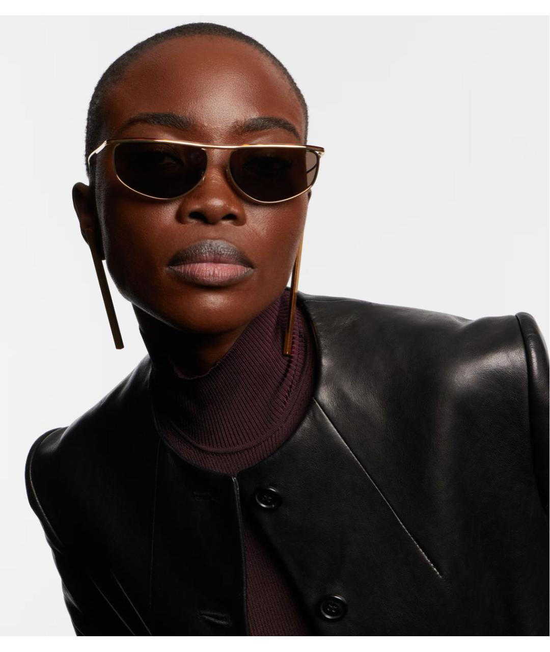 KHAITE Золотые металлические солнцезащитные очки, фото 6