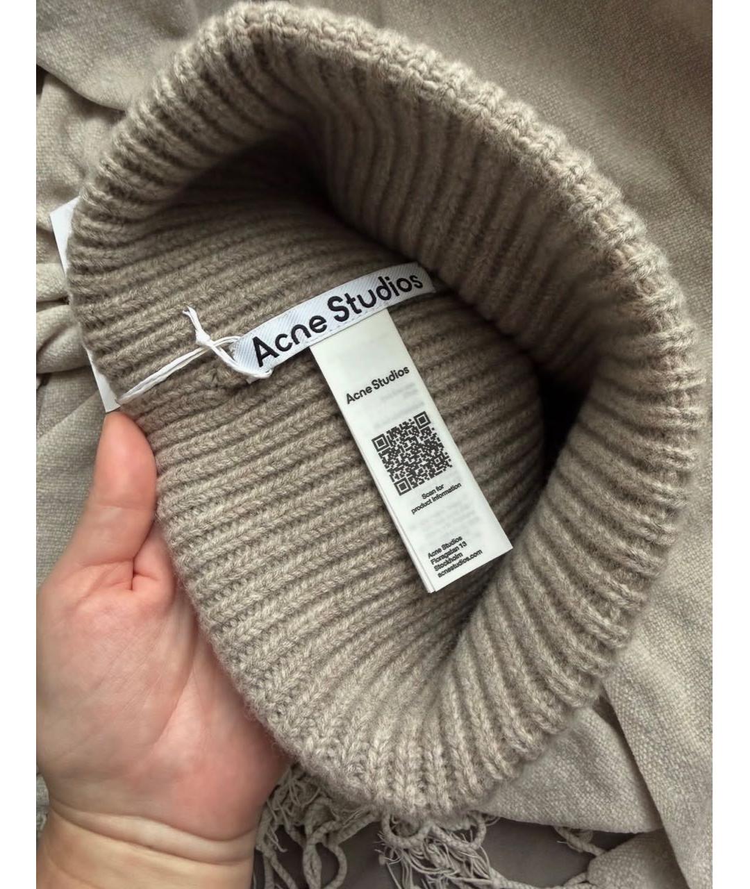 ACNE STUDIOS Бежевая шерстяная шапка, фото 4