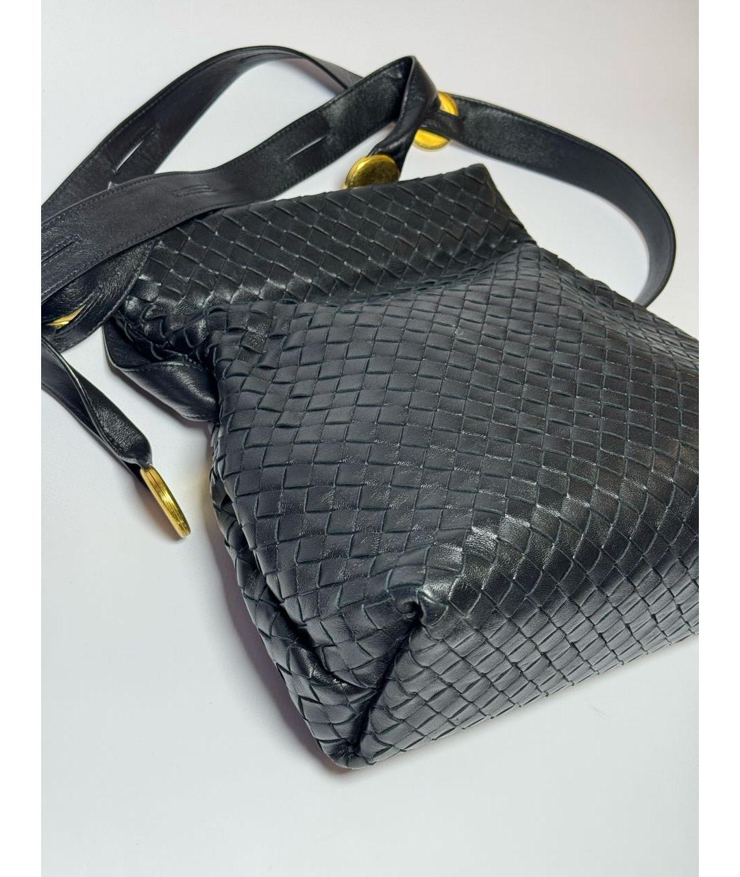 BOTTEGA VENETA Черная кожаная сумка через плечо, фото 7