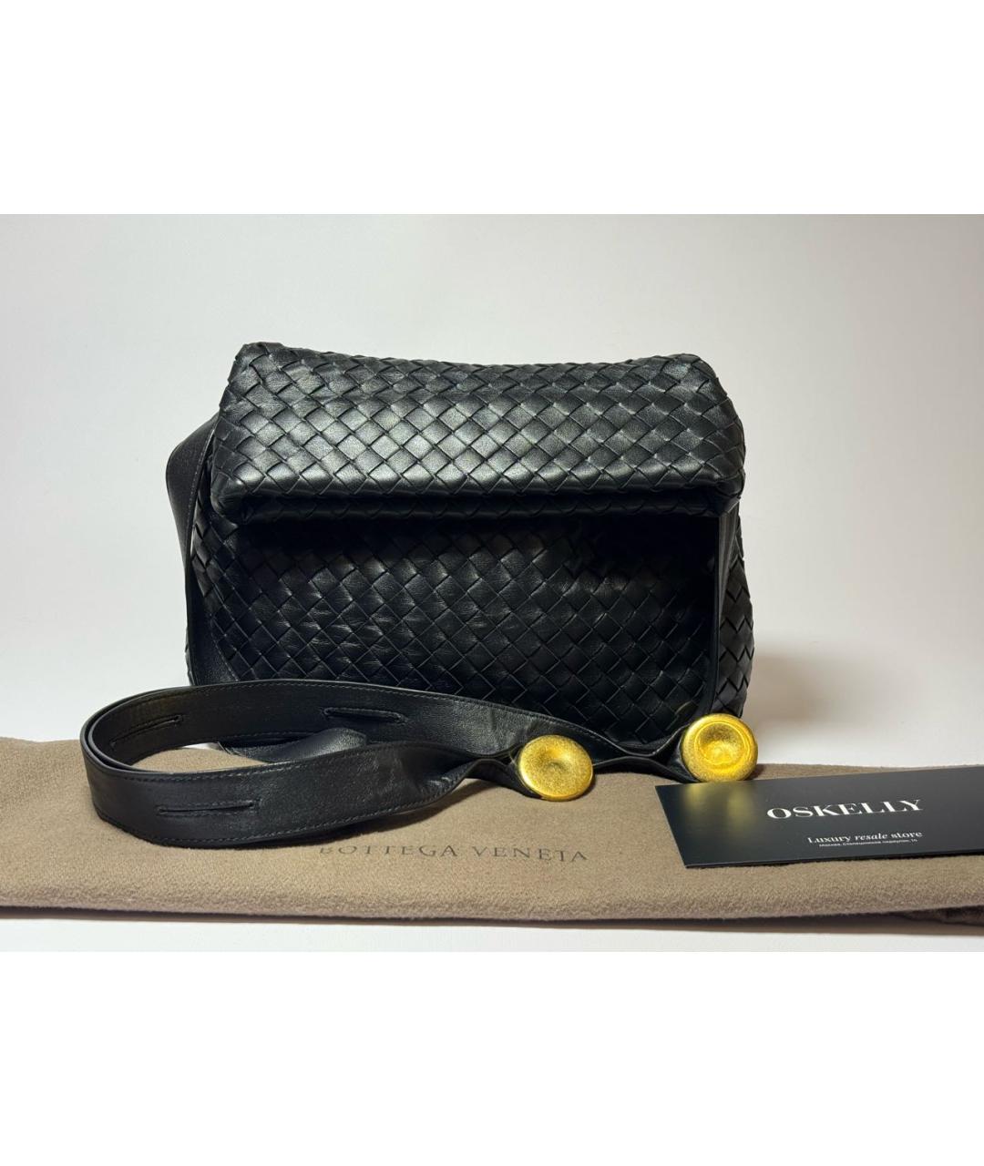 BOTTEGA VENETA Черная кожаная сумка через плечо, фото 9