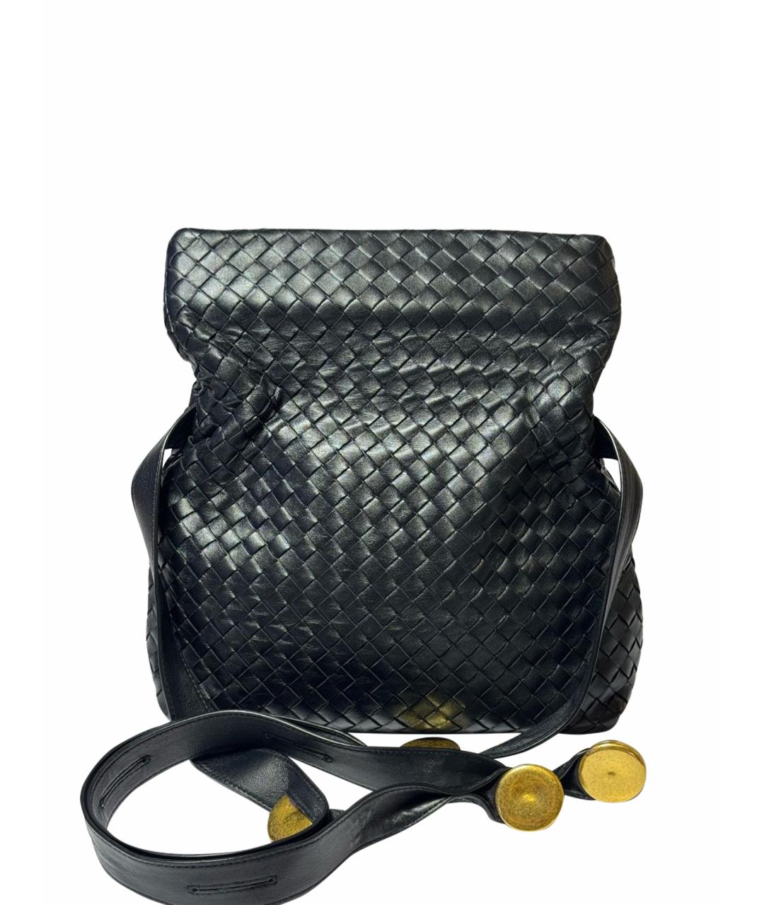 BOTTEGA VENETA Черная кожаная сумка через плечо, фото 10