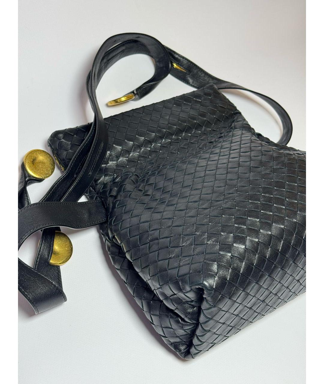 BOTTEGA VENETA Черная кожаная сумка через плечо, фото 6