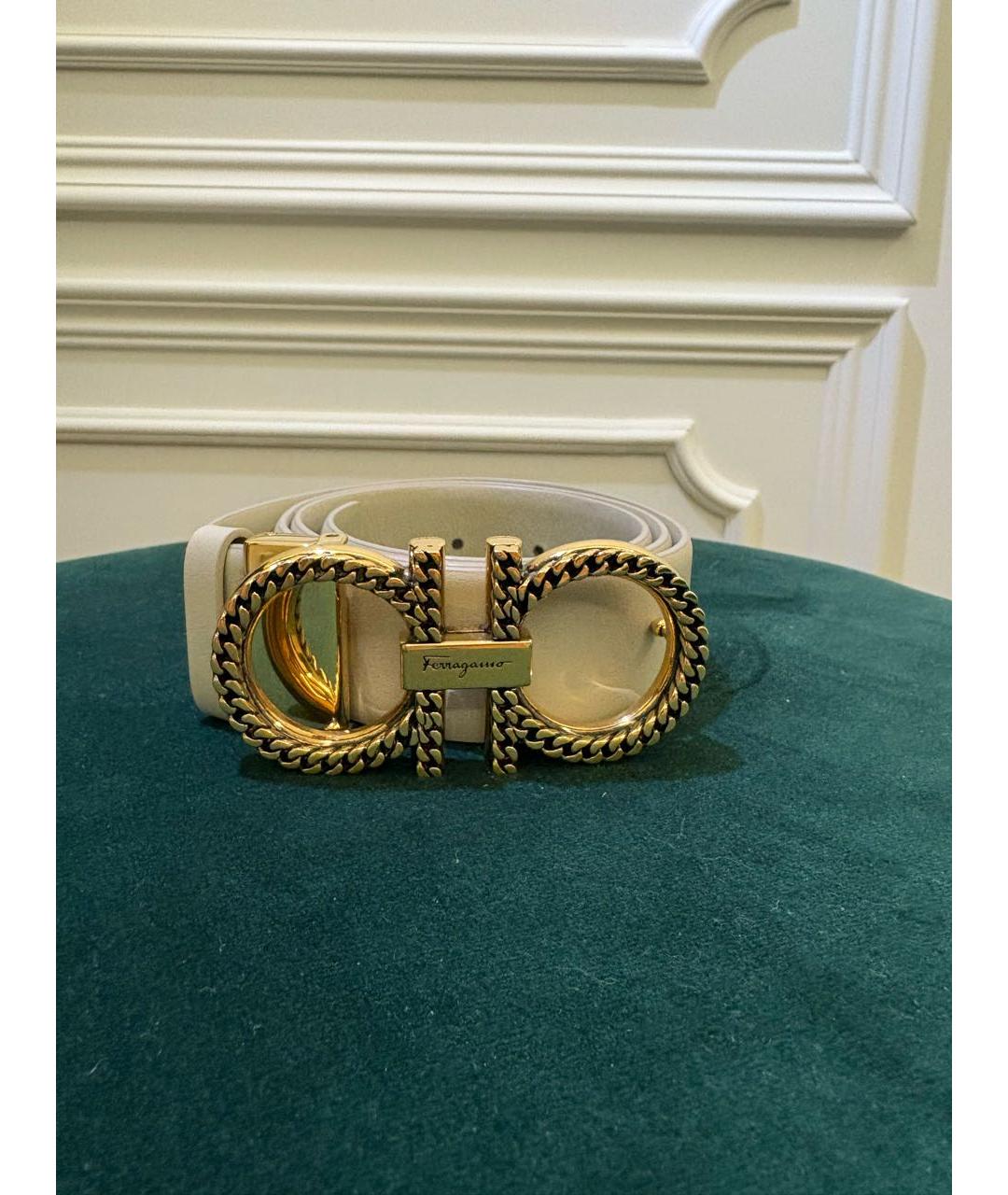 FERRAGAMO Бежевый кожаный ремень, фото 6