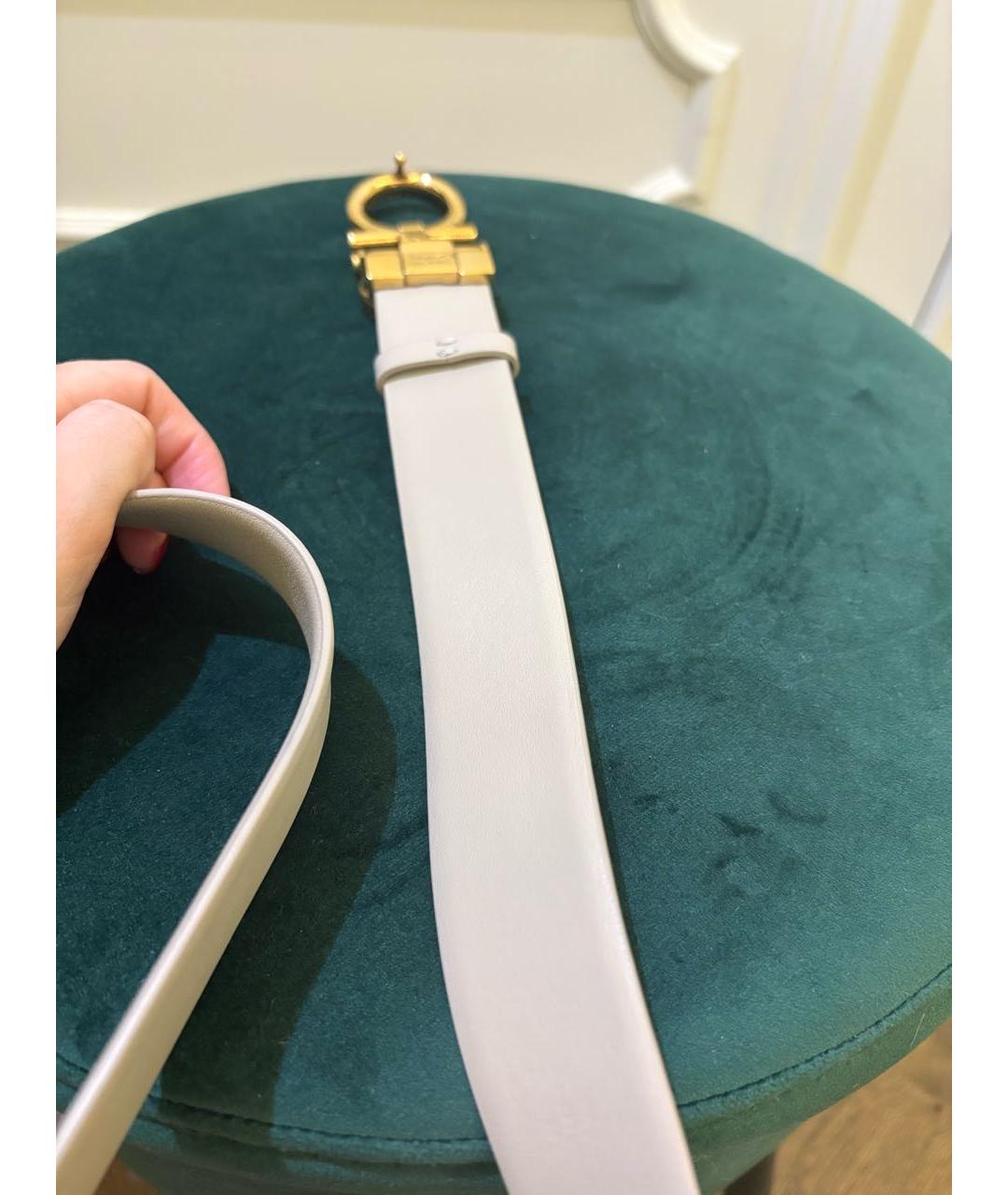 FERRAGAMO Бежевый кожаный ремень, фото 4