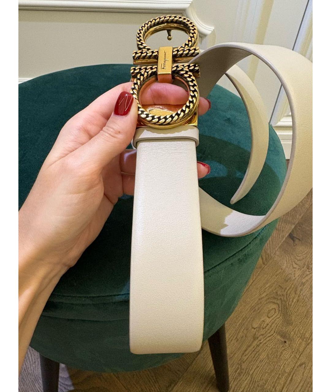 FERRAGAMO Бежевый кожаный ремень, фото 3