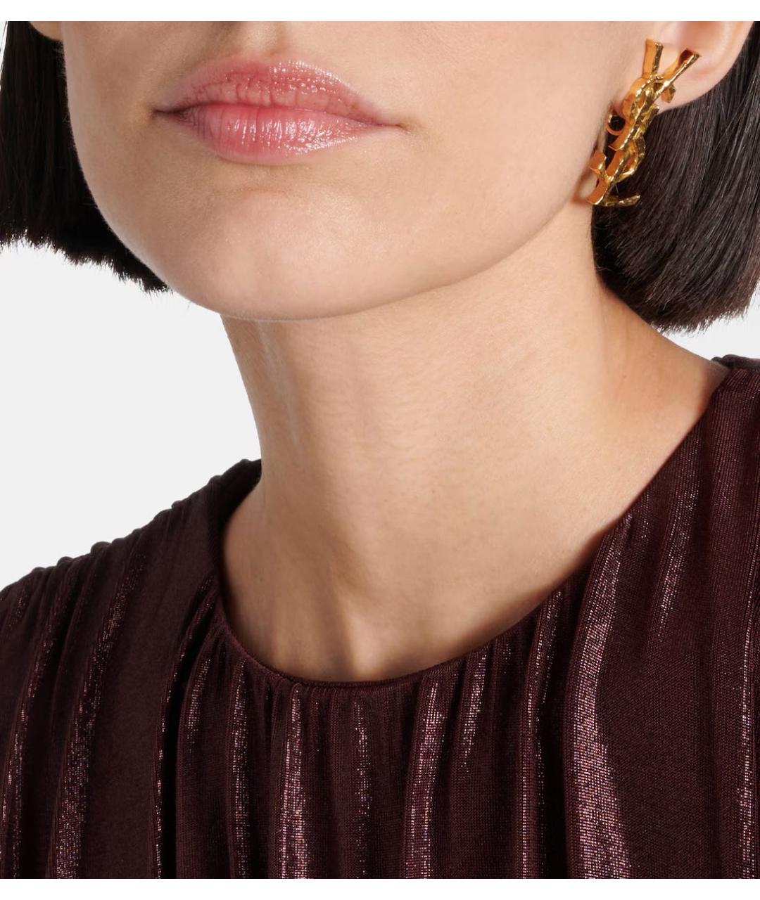 SAINT LAURENT Золотые металлические серьги, фото 6