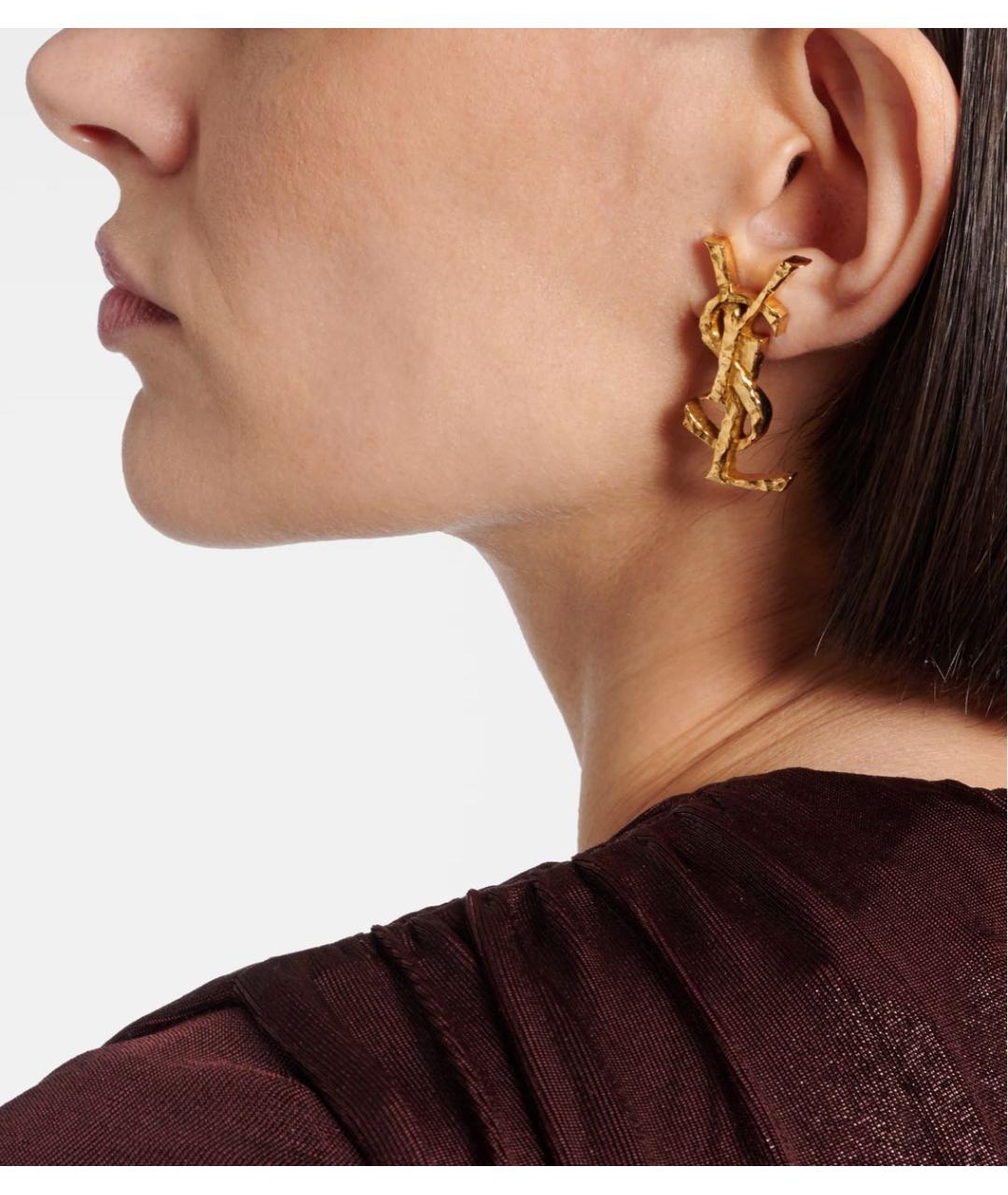 SAINT LAURENT Золотые металлические серьги, фото 5