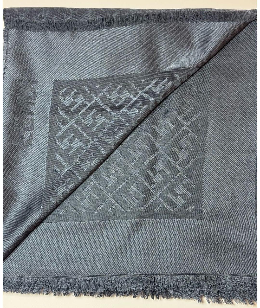 FENDI Серый шерстяной платок, фото 5