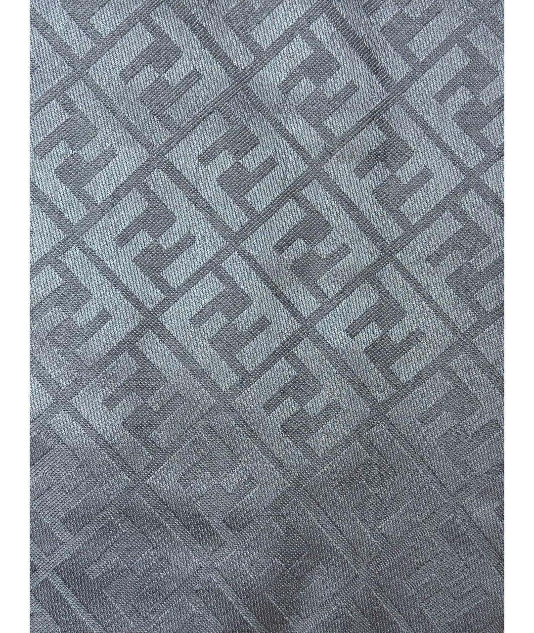 FENDI Серый шерстяной платок, фото 6