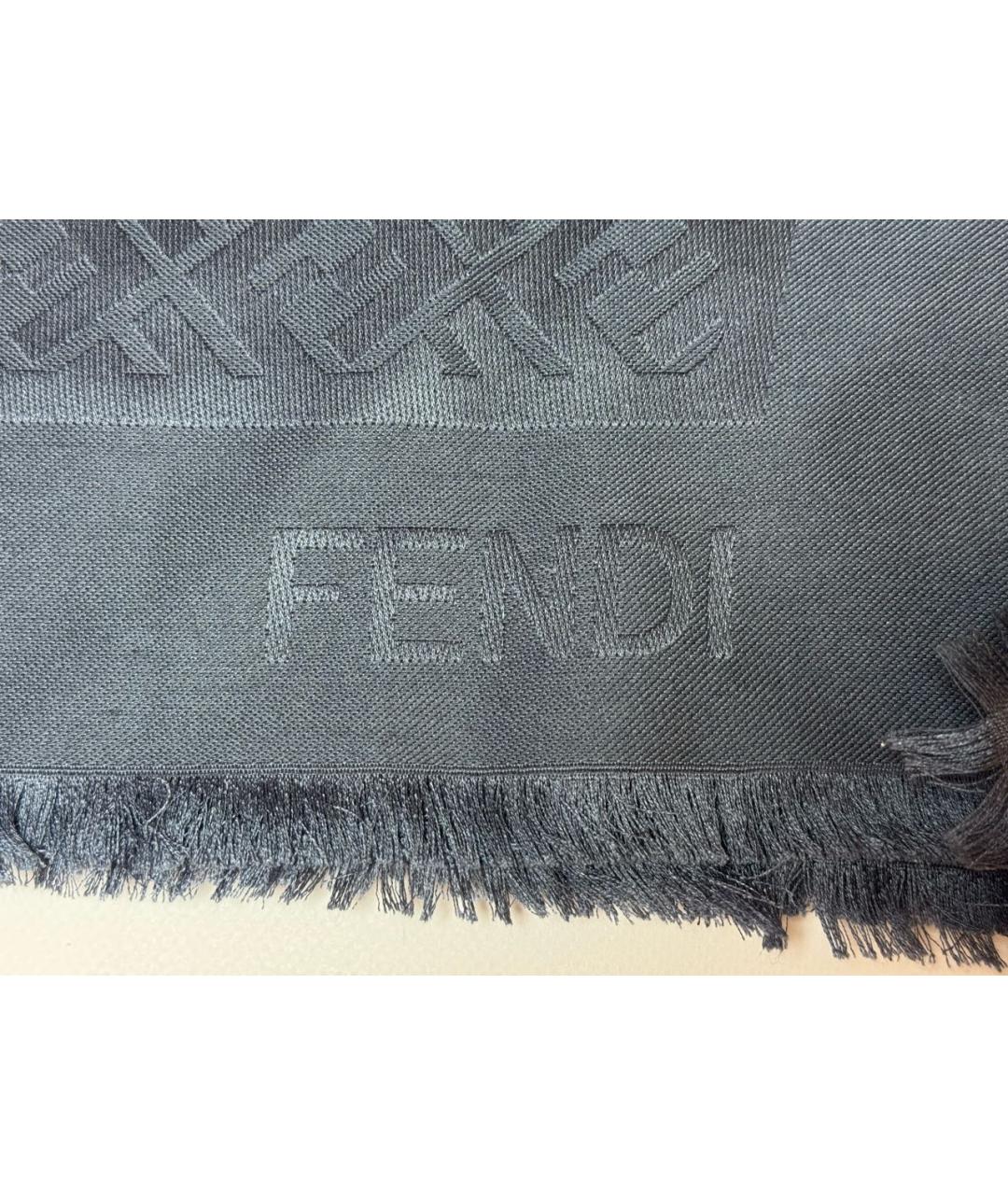 FENDI Серый шерстяной платок, фото 7
