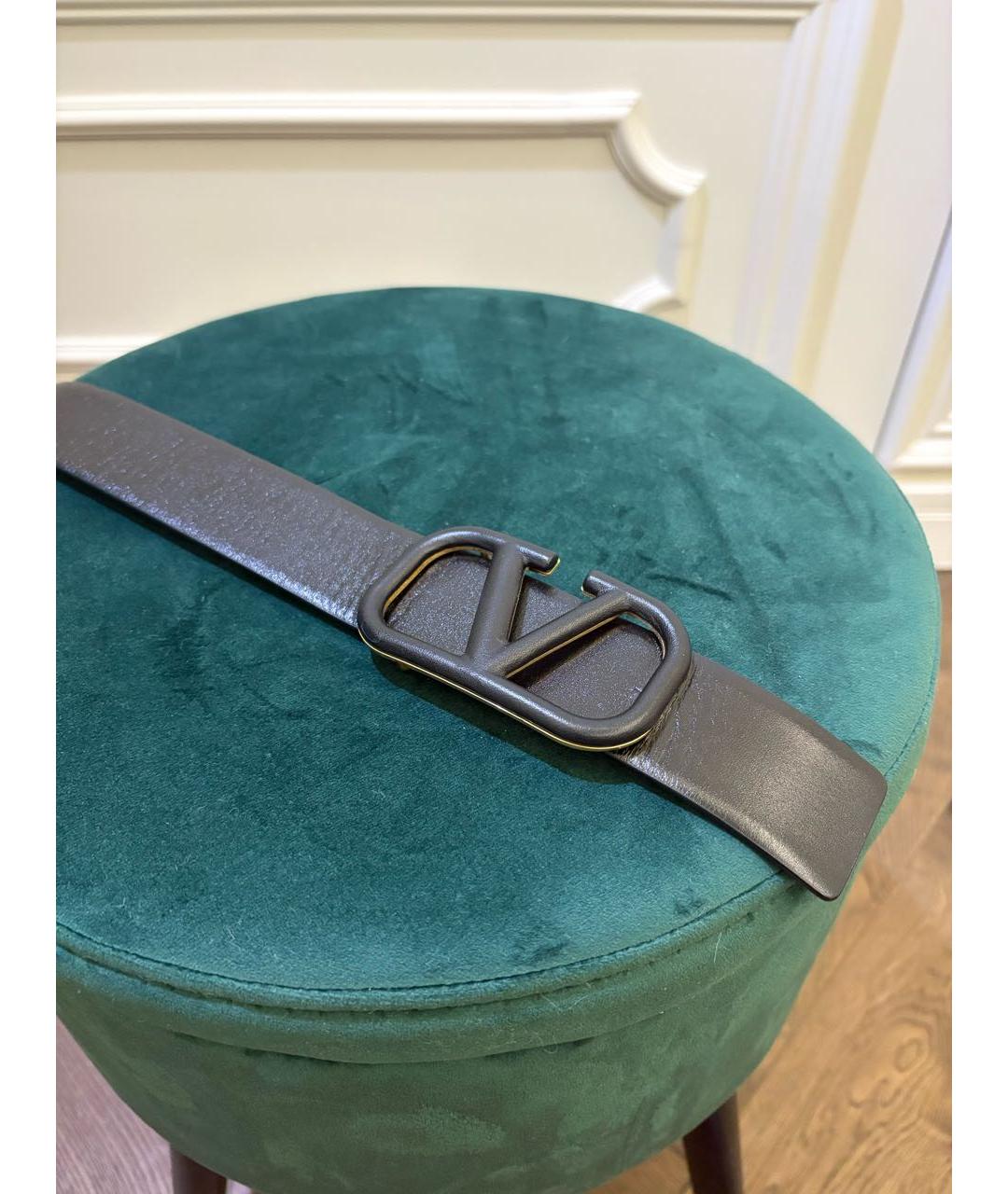 VALENTINO Черный кожаный ремень, фото 2