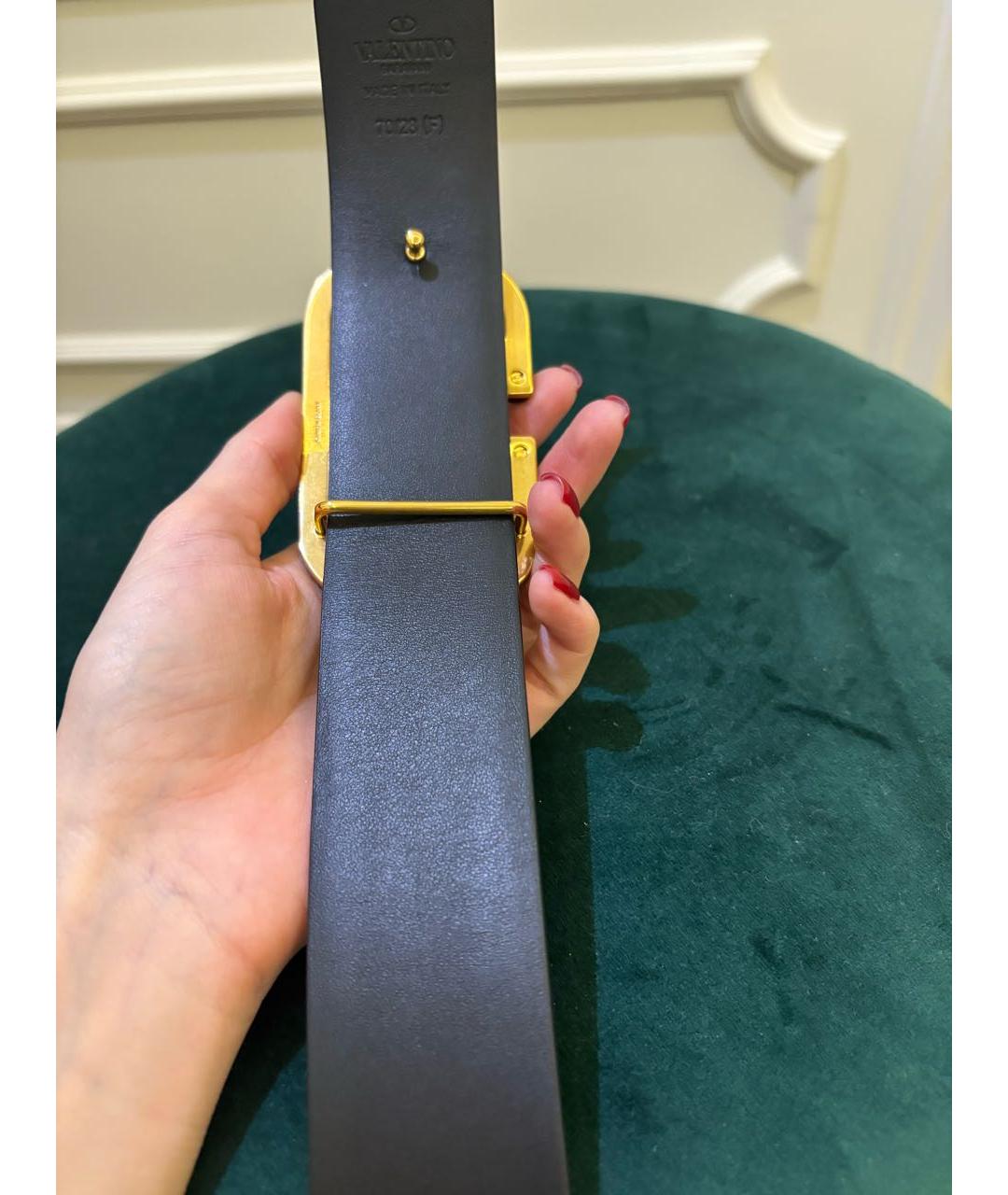 VALENTINO Черный кожаный ремень, фото 6