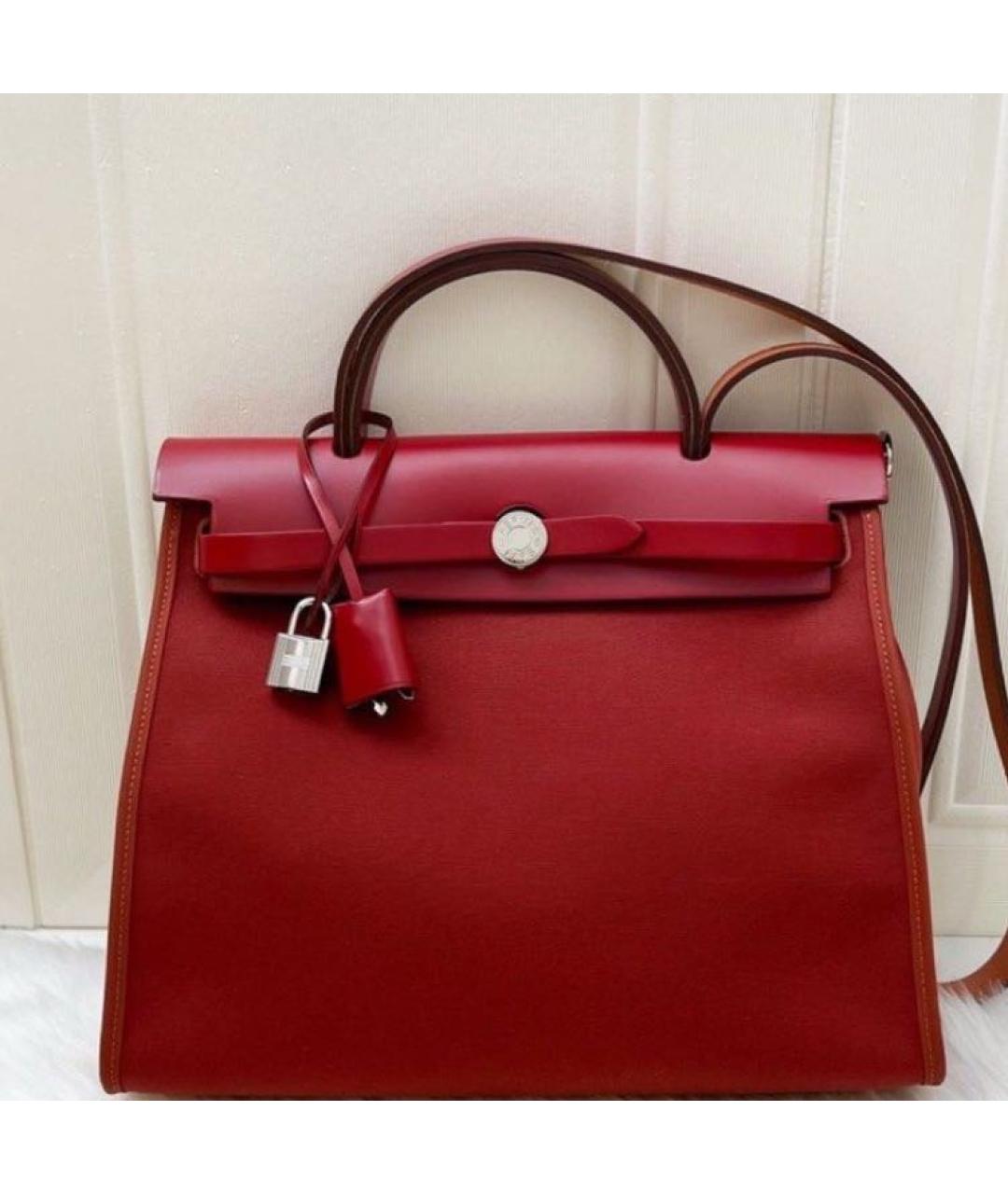 HERMES Красная тканевая сумка через плечо, фото 2