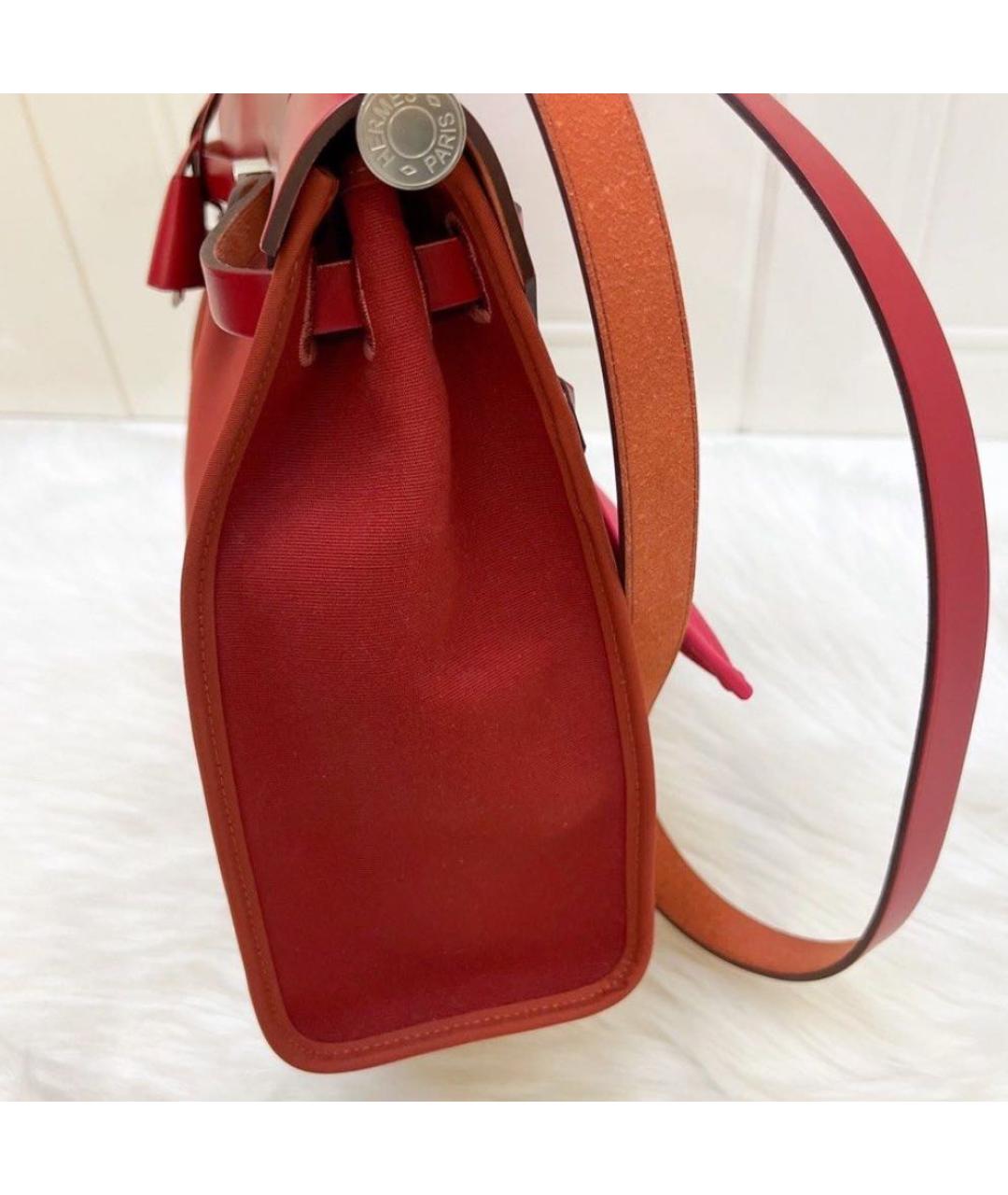 HERMES Красная тканевая сумка через плечо, фото 5