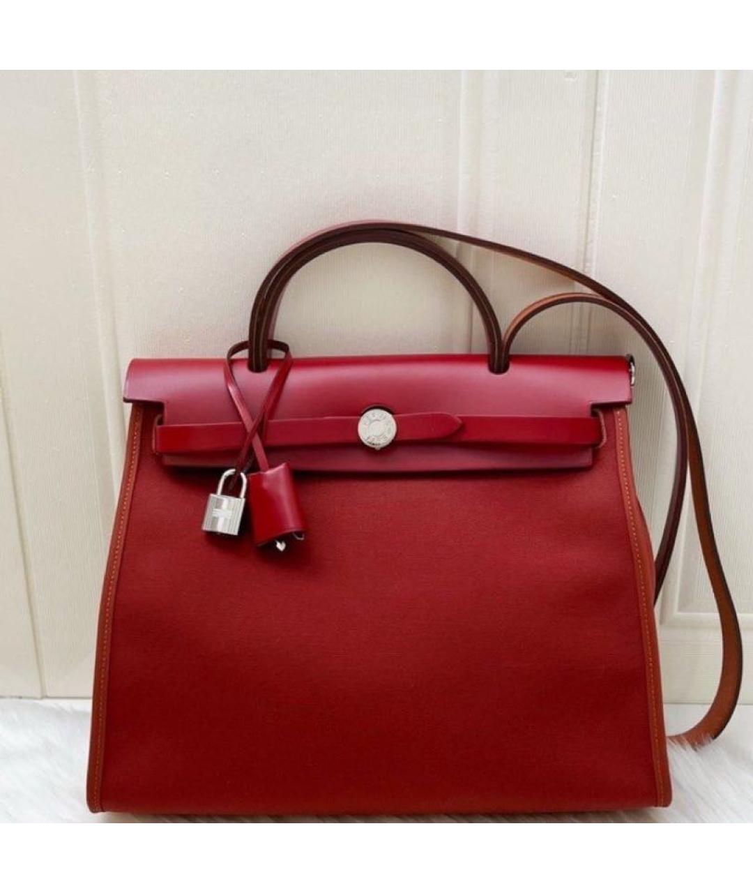 HERMES Красная тканевая сумка через плечо, фото 7