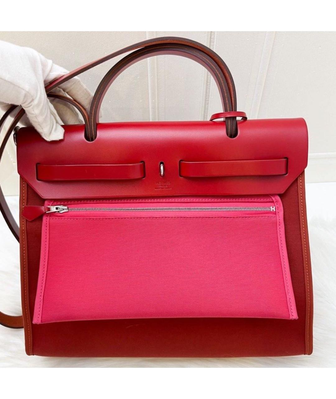 HERMES Красная тканевая сумка через плечо, фото 3
